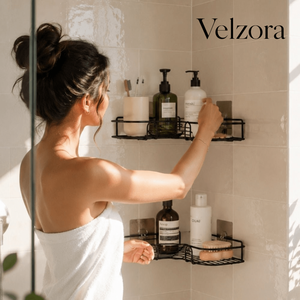 Velzora - Étagère de douche murale sans perçage en métal | Velzora