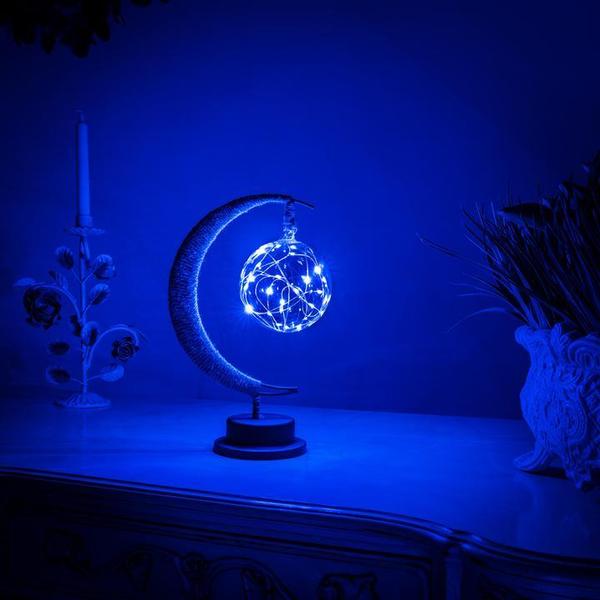 Velzora - Lampe d’ambiance LED sur socle lunaire en métal et corde tressée | Velzora