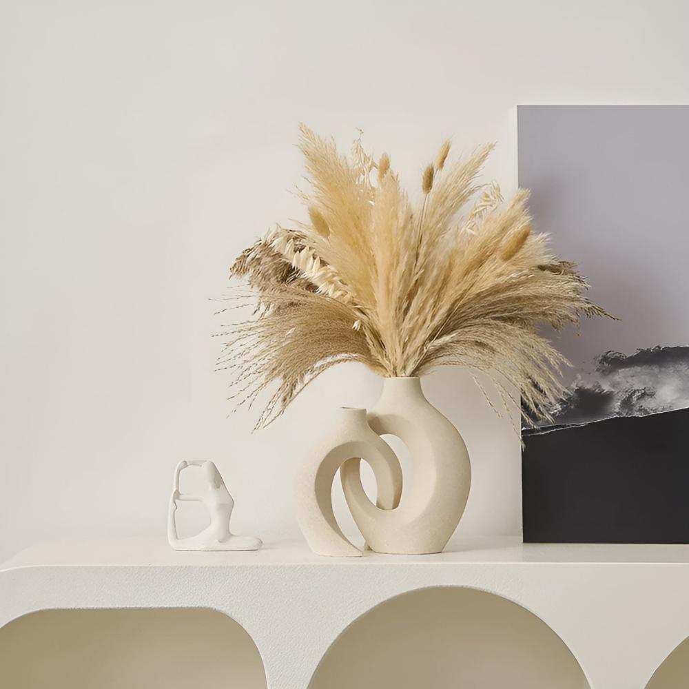 Velzora - Duo de vases en céramique mate, formes abstraites entrelacées