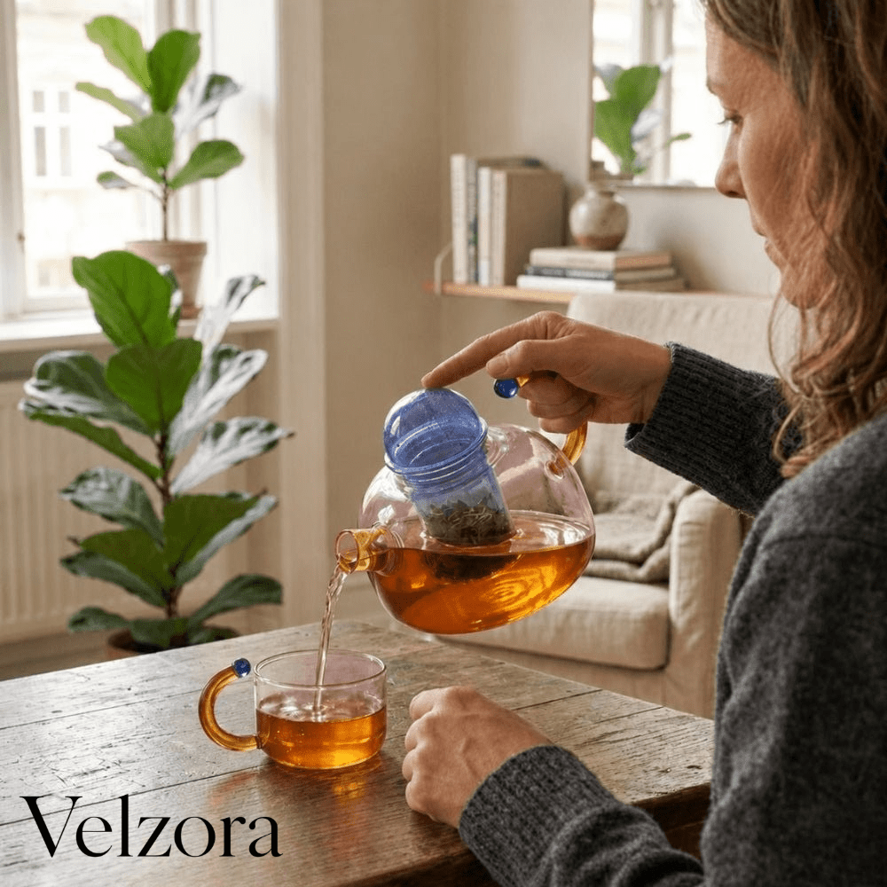Velzora - Bouilloire translucide en verre borosilicate avec tasses | Velzora