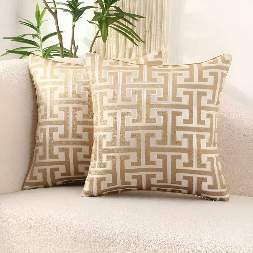 Velzora - Housse de coussin jacquard en velours texturé 45×45 cm