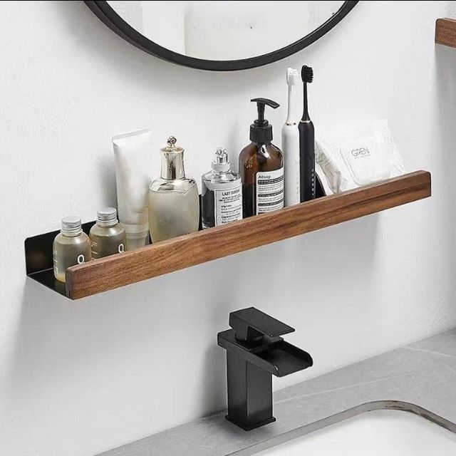 Velzora - Étagère murale de salle de bain en bois massif | Velzora