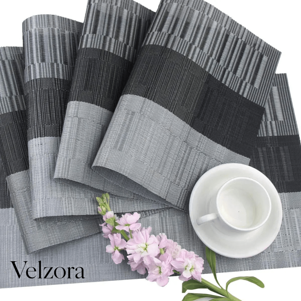 Velzora - Set de sets de table tissés lavables – Surface résistante à la chaleur | Velzora