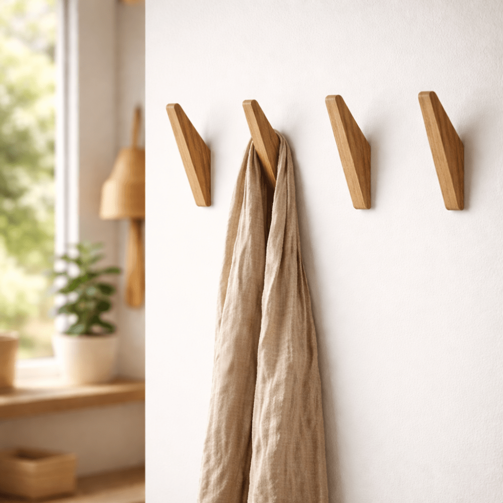 Velzora - Crochets muraux en bois naturel – Lot sculpté à la main | Velzora