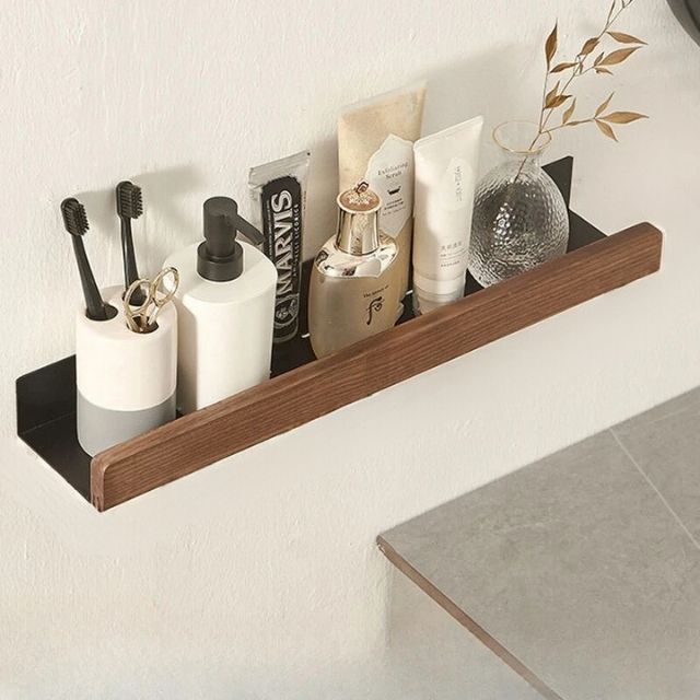 Velzora - Étagère murale de salle de bain en bois massif | Velzora