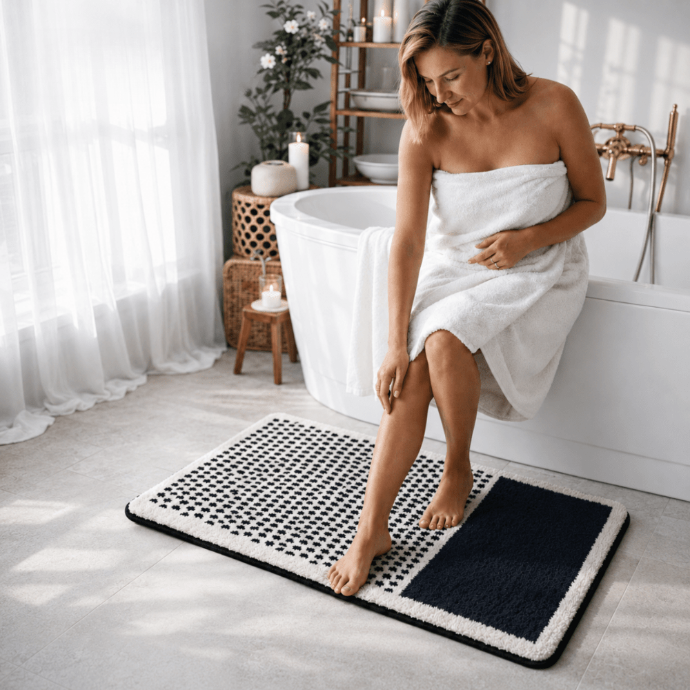Velzora - Tapis de bain en polyester à motif abstrait antidérapant | Velzora