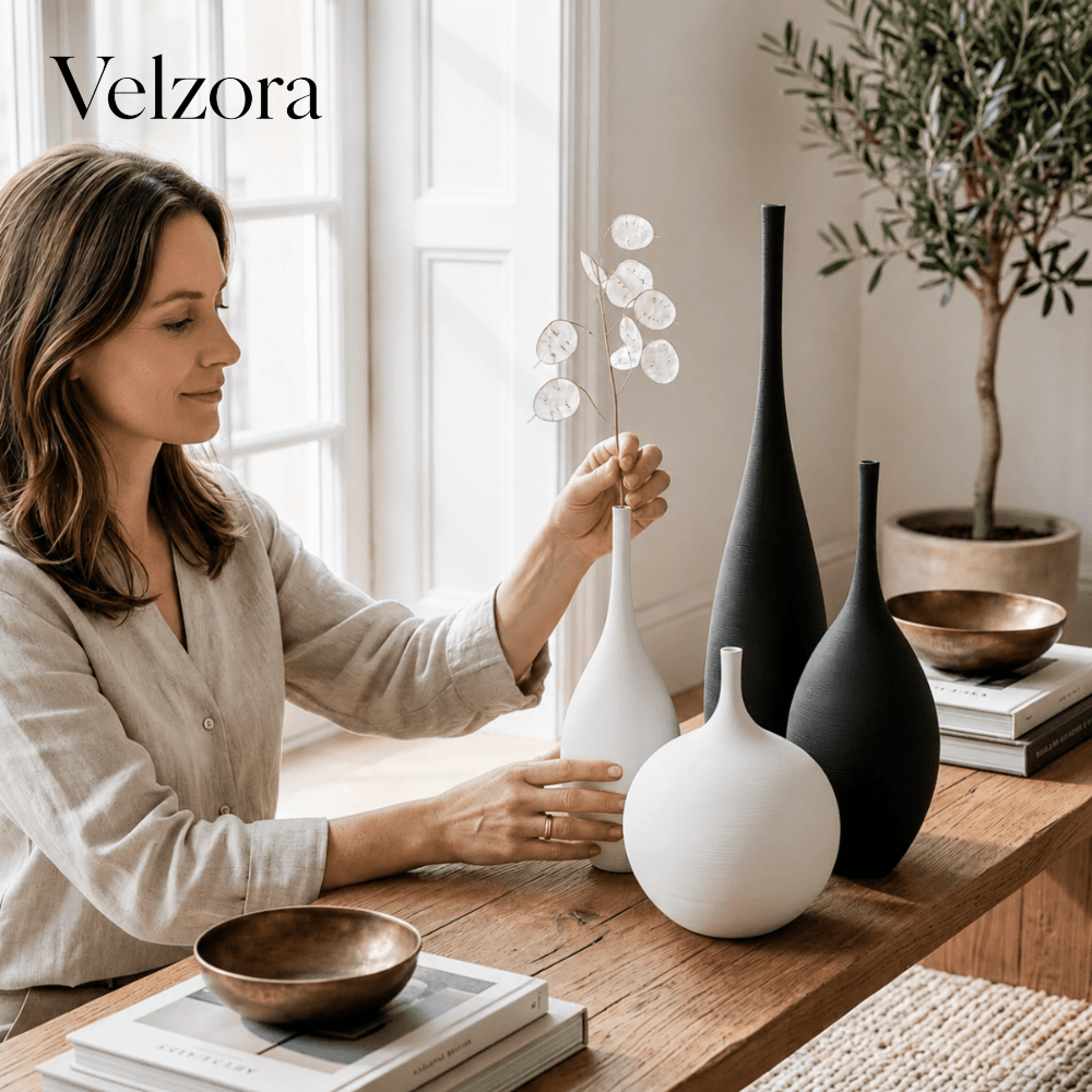 Velzora - Vase en céramique mate minimaliste – style scandinave | Velzora