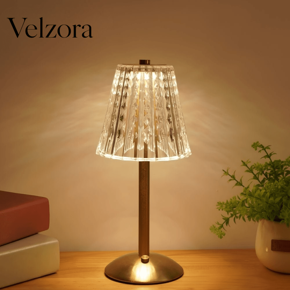 Velzora - Lampe de table cristalline en aluminium brossé | Velzora