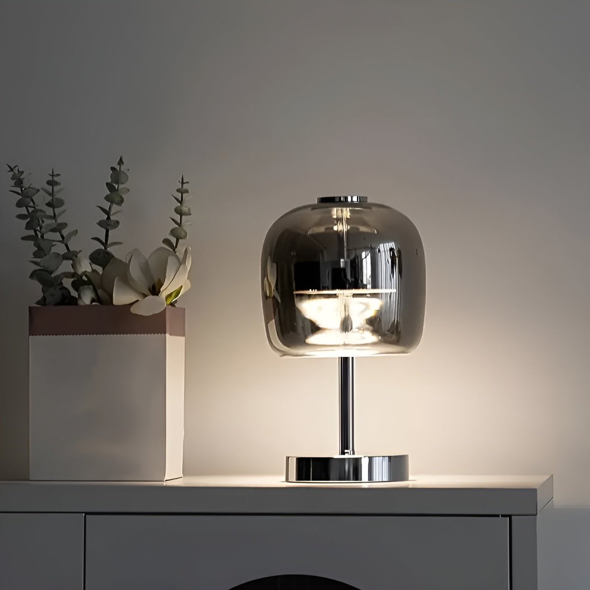 Velzora - Lampe de table en verre fumé dimmable à commande tactile | Velzora