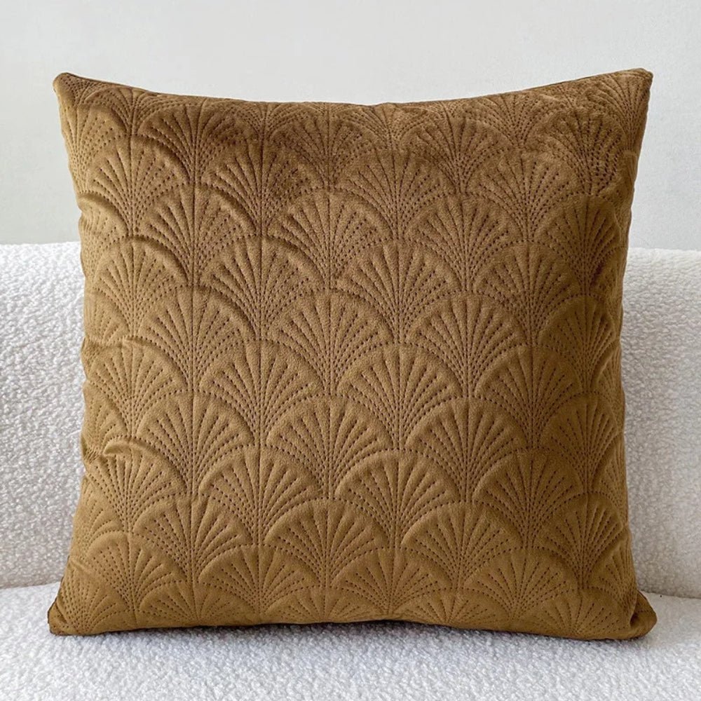 Velzora - Housse de coussin en velours côtier à motif coquillage texturé