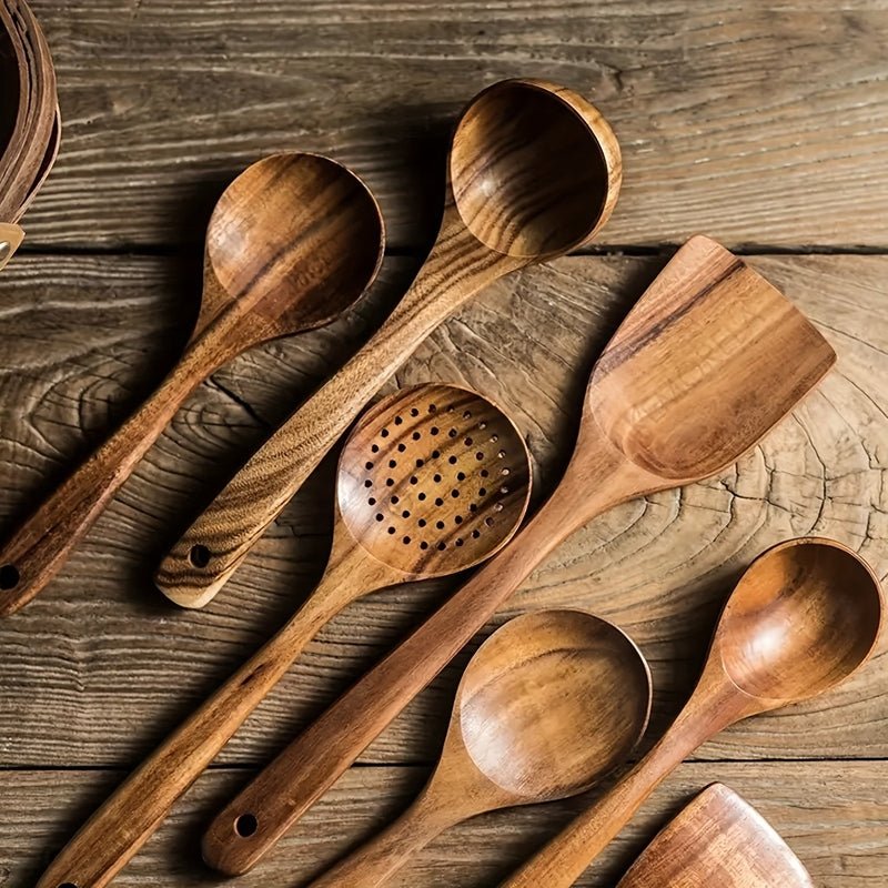 Velzora - Set d’ustensiles de cuisine en bois naturel (5 pièces) | Velzora