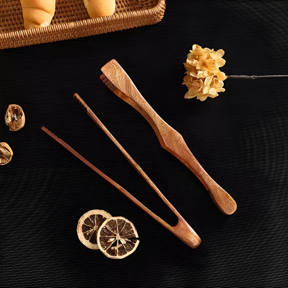 Velzora - Pinces de cuisine en bois naturel, finition résistante à la chaleur