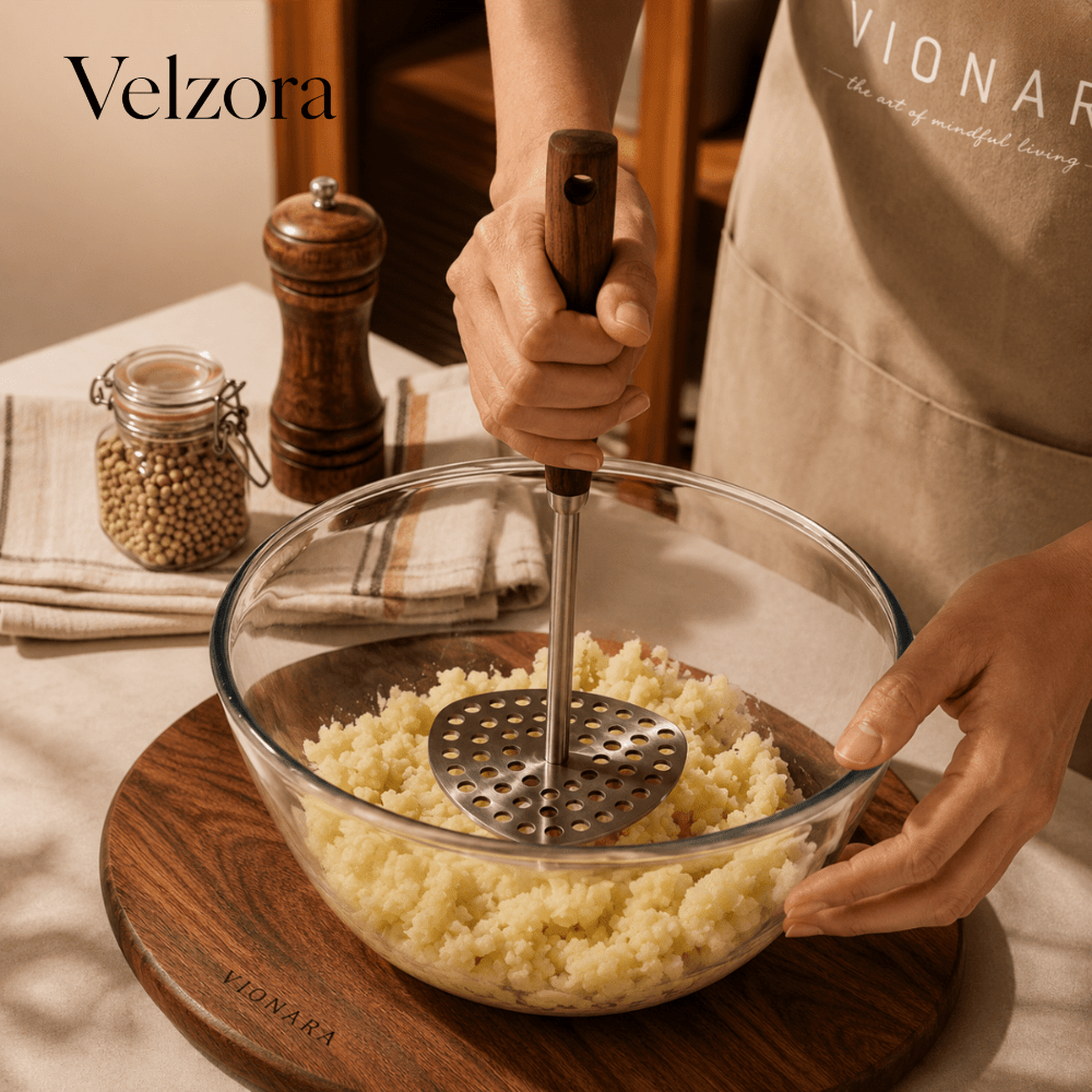 Velzora - Presse-purée en acier inoxydable avec poignée confortable
