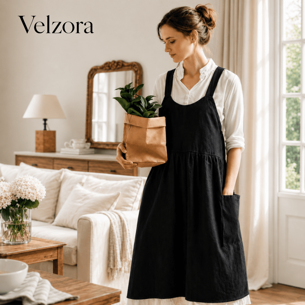 Velzora - Tablier en coton à dos croisé avec poches pratiques | Velzora