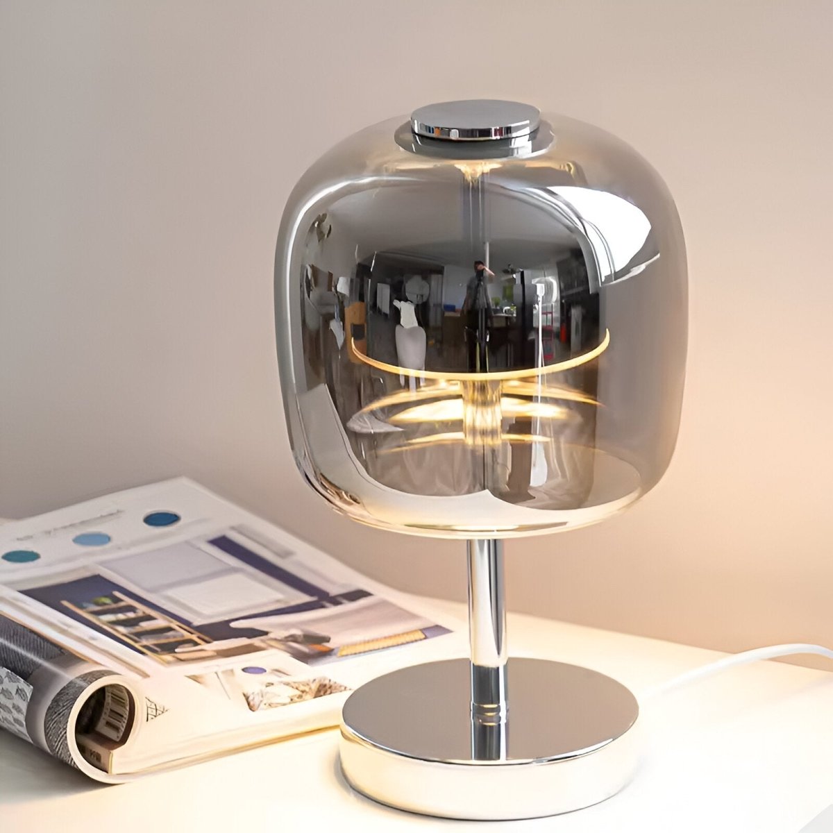 Velzora - Lampe de table en verre fumé dimmable à commande tactile | Velzora