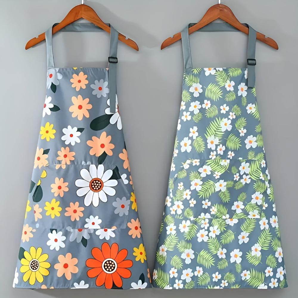 Velzora - Tablier de cuisine en coton enduit à imprimé floral vintage | Velzora