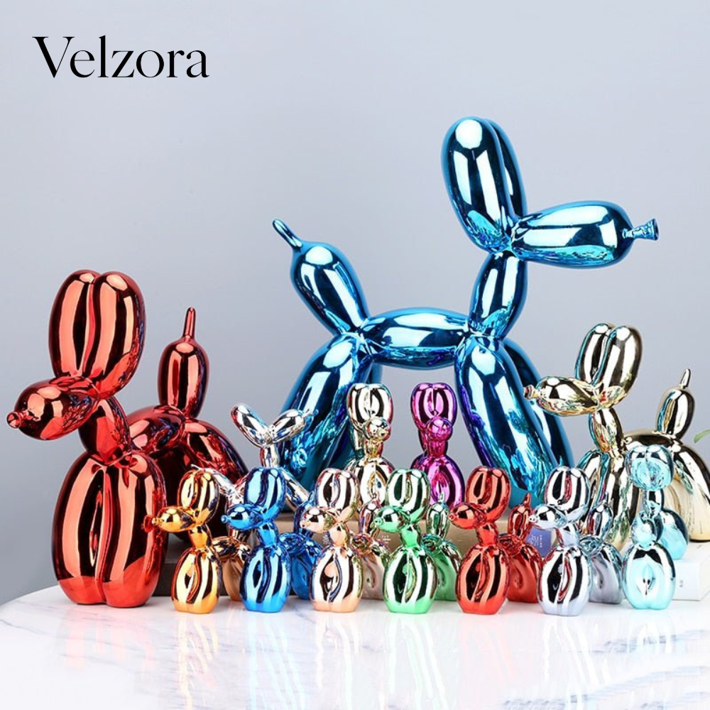 Velzora - Statue décorative chien ballon en résine brillante | Velzora