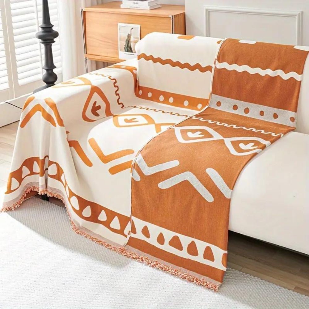Velzora - Housse de canapé réversible en chenille – Motif bohème texturé | Velzora
