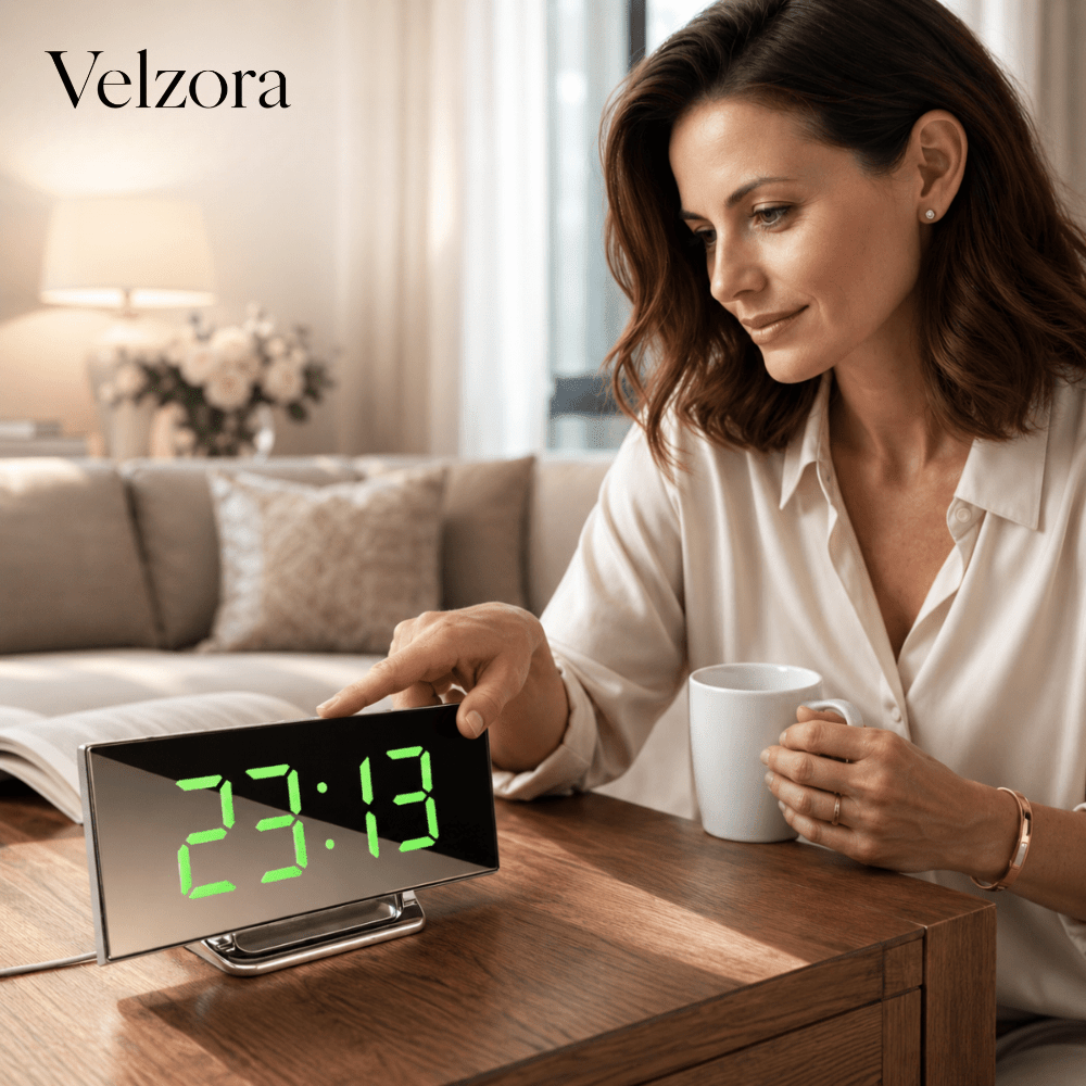 Velzora - Réveil numérique compact à écran incurvé | Velzora