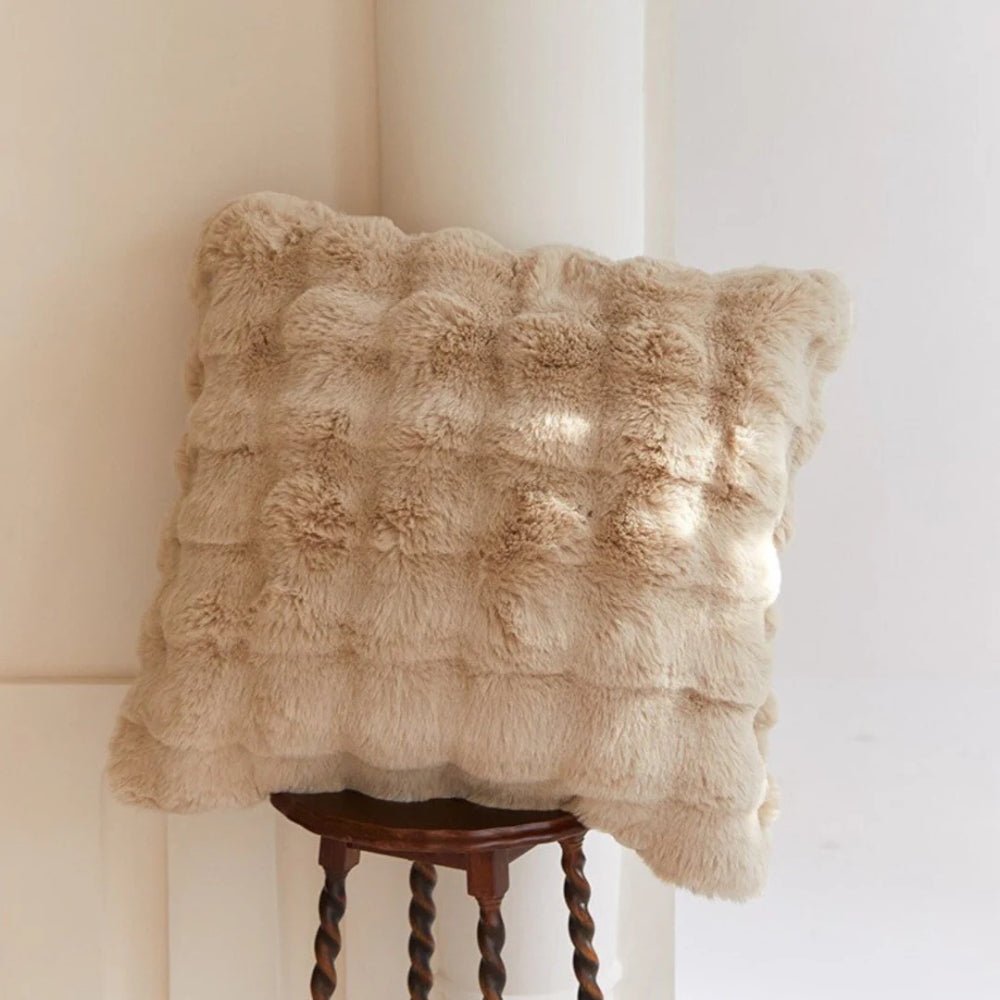 Velzora - Housse de coussin décoratif en fausse fourrure douce