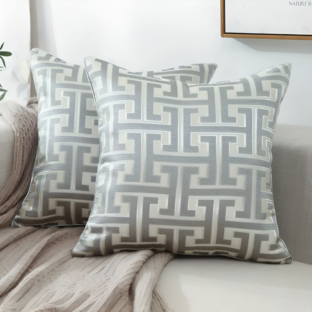 Velzora - Housse de coussin jacquard en velours texturé 45×45 cm