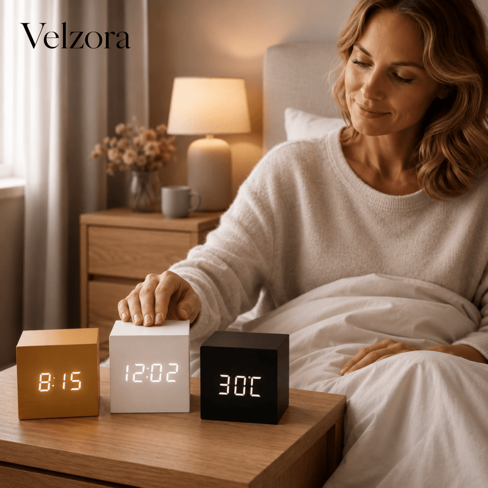 Velzora - Réveil LED en bois minimaliste avec affichage numérique | Velzora