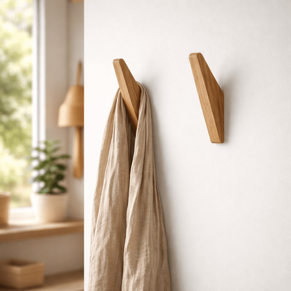 Velzora - Crochets muraux en bois naturel – Lot sculpté à la main | Velzora