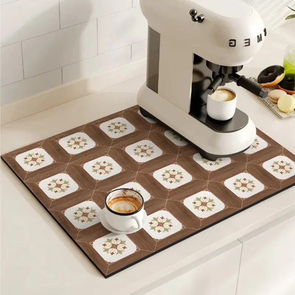 Velzora - Tapis absorbant antidérapant à motif carreaux rétro pour café ou évier