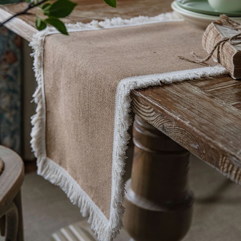 Velzora - Chemin de table en jute naturel tissé | Velzora