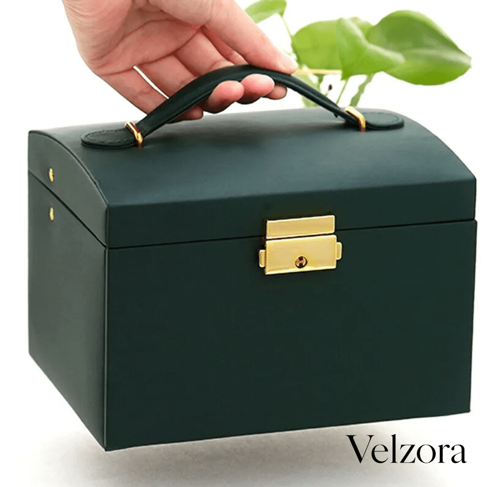 Velzora - Boîte à bijoux à trois tiroirs en similicuir texturé | Velzora