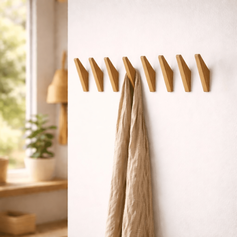 Velzora - Crochets muraux en bois naturel – Lot sculpté à la main | Velzora