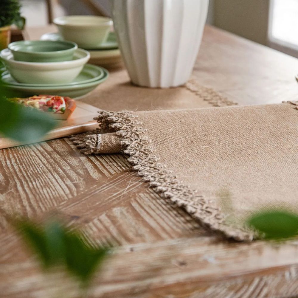 Velzora - Chemin de table en jute naturel tissé | Velzora