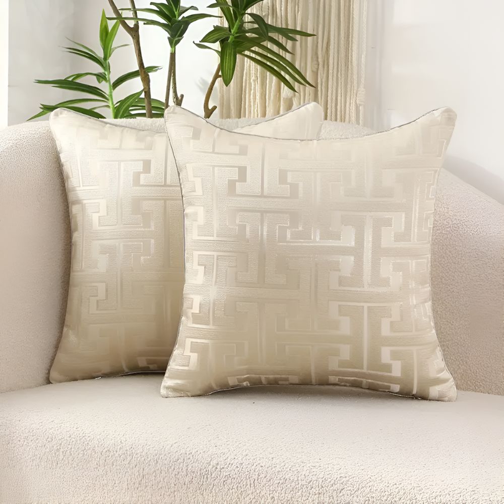 Velzora - Housse de coussin jacquard en velours texturé 45×45 cm