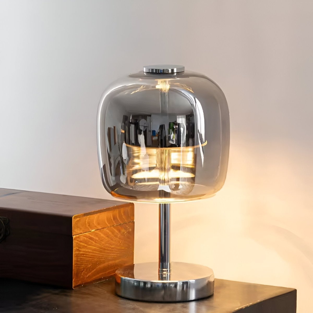 Velzora - Lampe de table en verre fumé dimmable à commande tactile | Velzora
