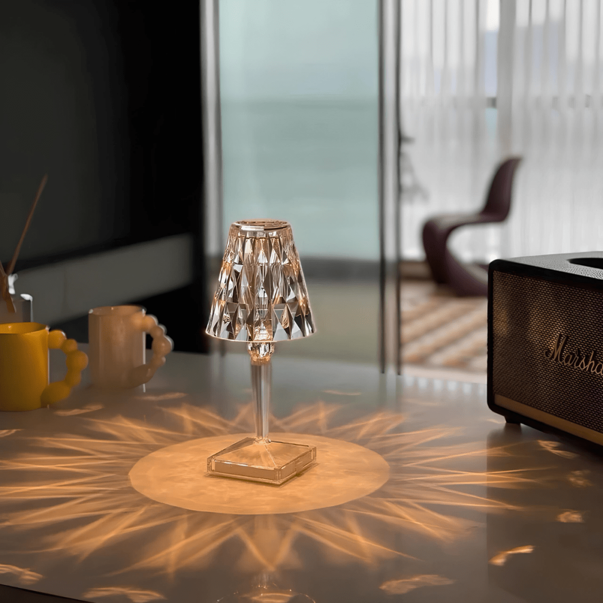 Velzora - Lampe de table en cristal acrylique texturé | Velzora