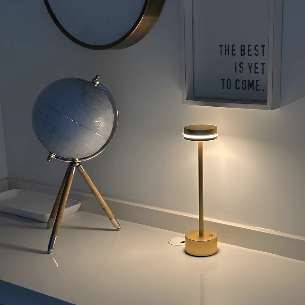 Velzora - Lampe de table aluminium rechargeable, intensité réglable | Velzora