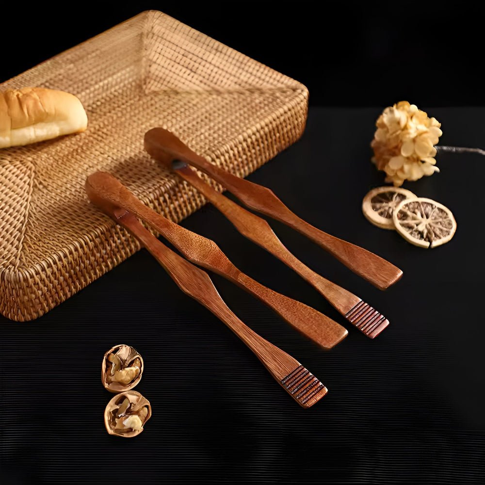 Velzora - Pinces de cuisine en bois naturel, finition résistante à la chaleur