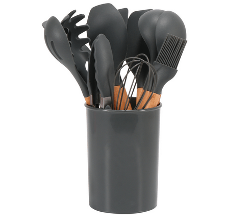 Velzora - Ensemble ustensiles cuisine 12 pièces en silicone et bambou | Velzora
