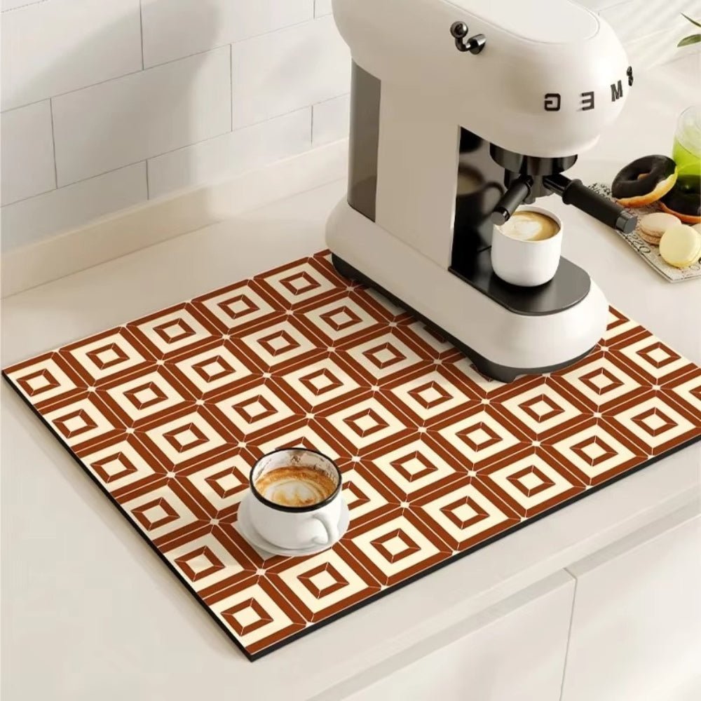Velzora - Tapis absorbant antidérapant à motif carreaux rétro pour café ou évier