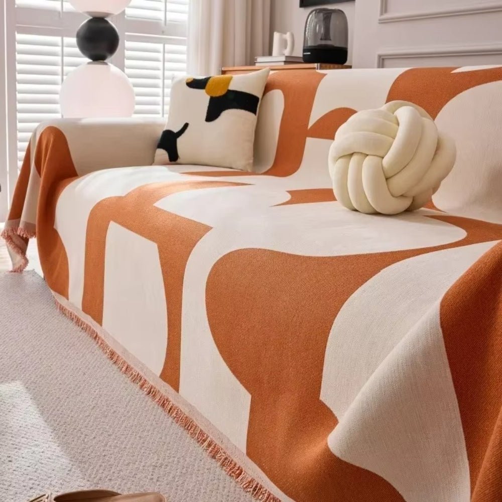 Velzora - Housse de canapé en chenille texturée à motif jacquard bohème | Velzora