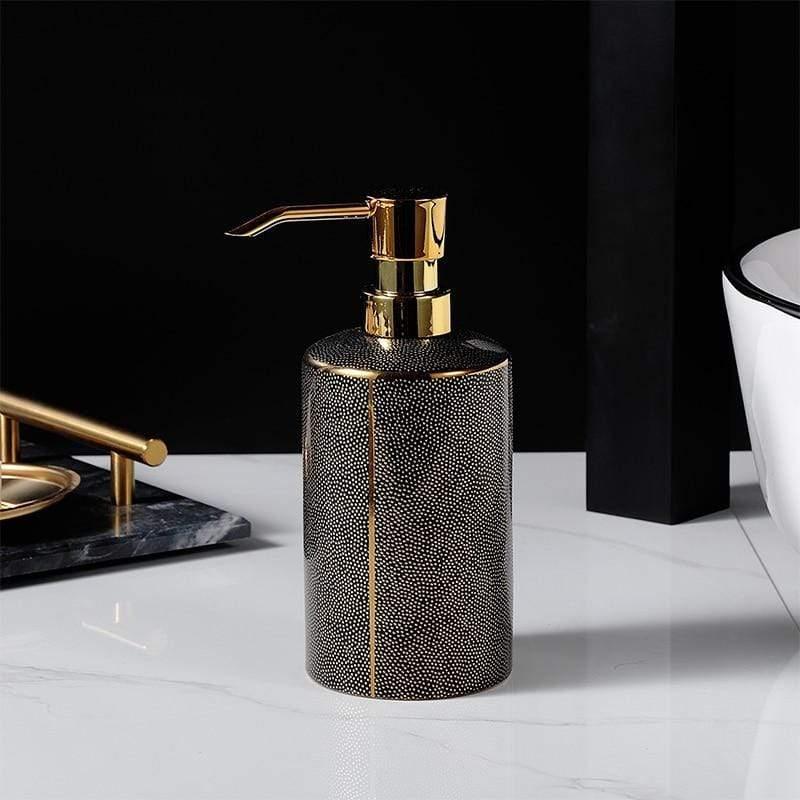 Velzora - Ensemble accessoires salle de bain céramique bords dorés | Velzora
