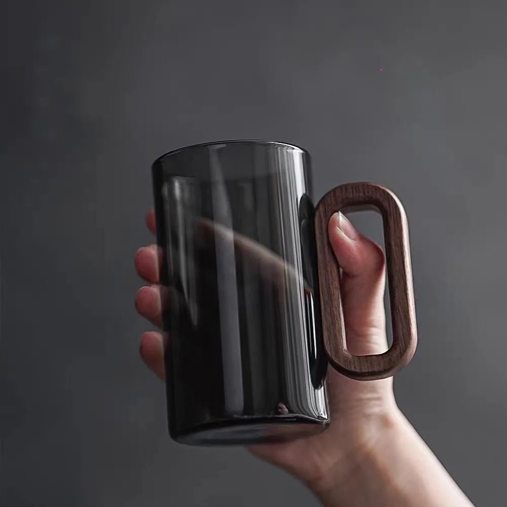 Velzora - Mug en verre borosilicate avec anse en bois naturel | Velzora