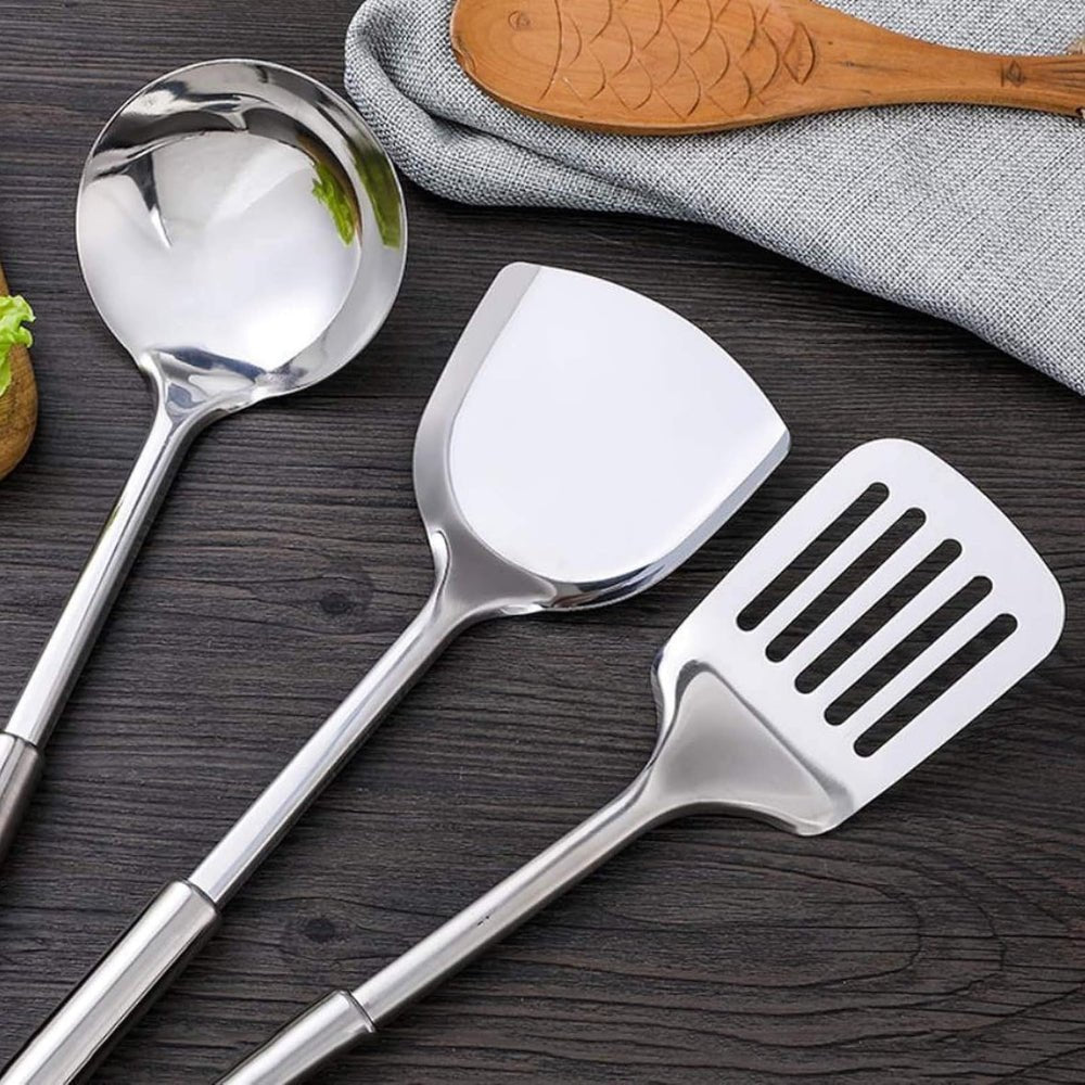 Velzora - Set d’ustensiles de cuisine en acier inoxydable, finition brossée