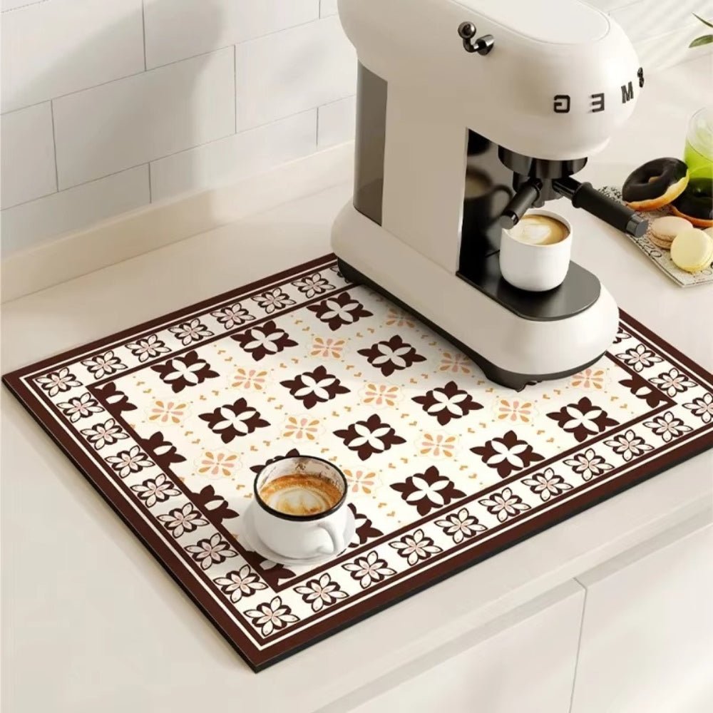 Velzora - Tapis absorbant antidérapant à motif carreaux rétro pour café ou évier