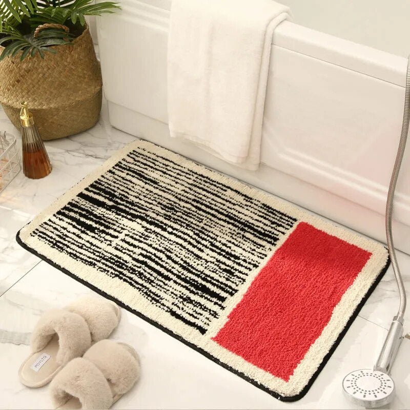 Velzora - Tapis de bain en polyester à motif abstrait antidérapant | Velzora