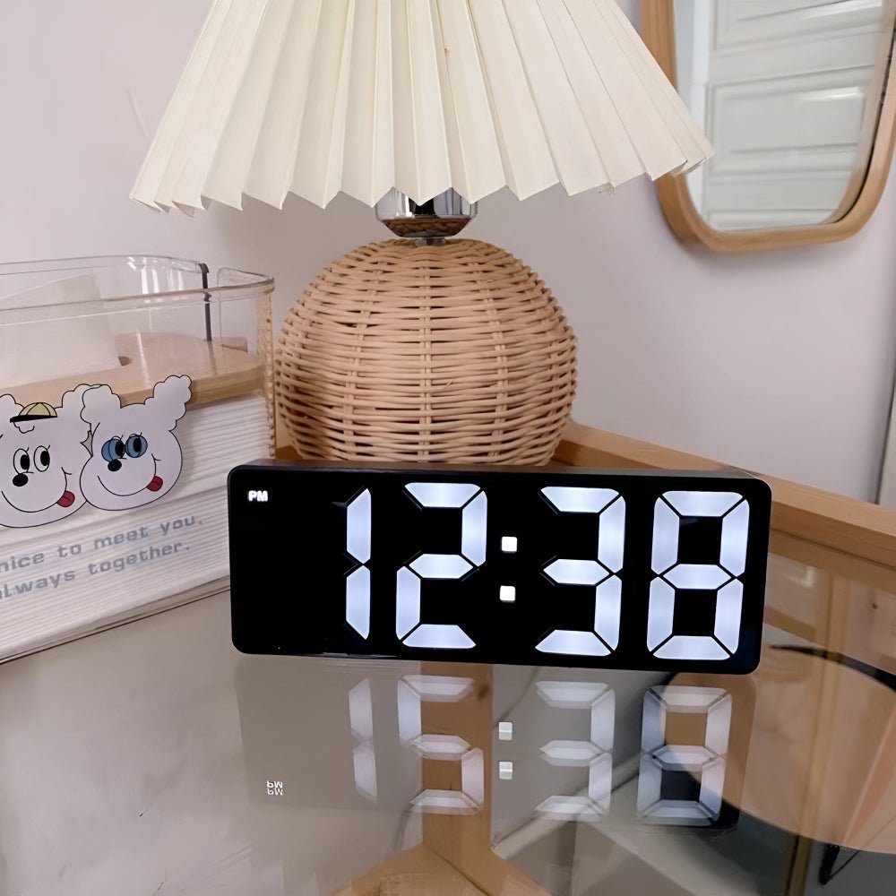 Velzora - Réveil numérique miroir LED design minimaliste en ABS