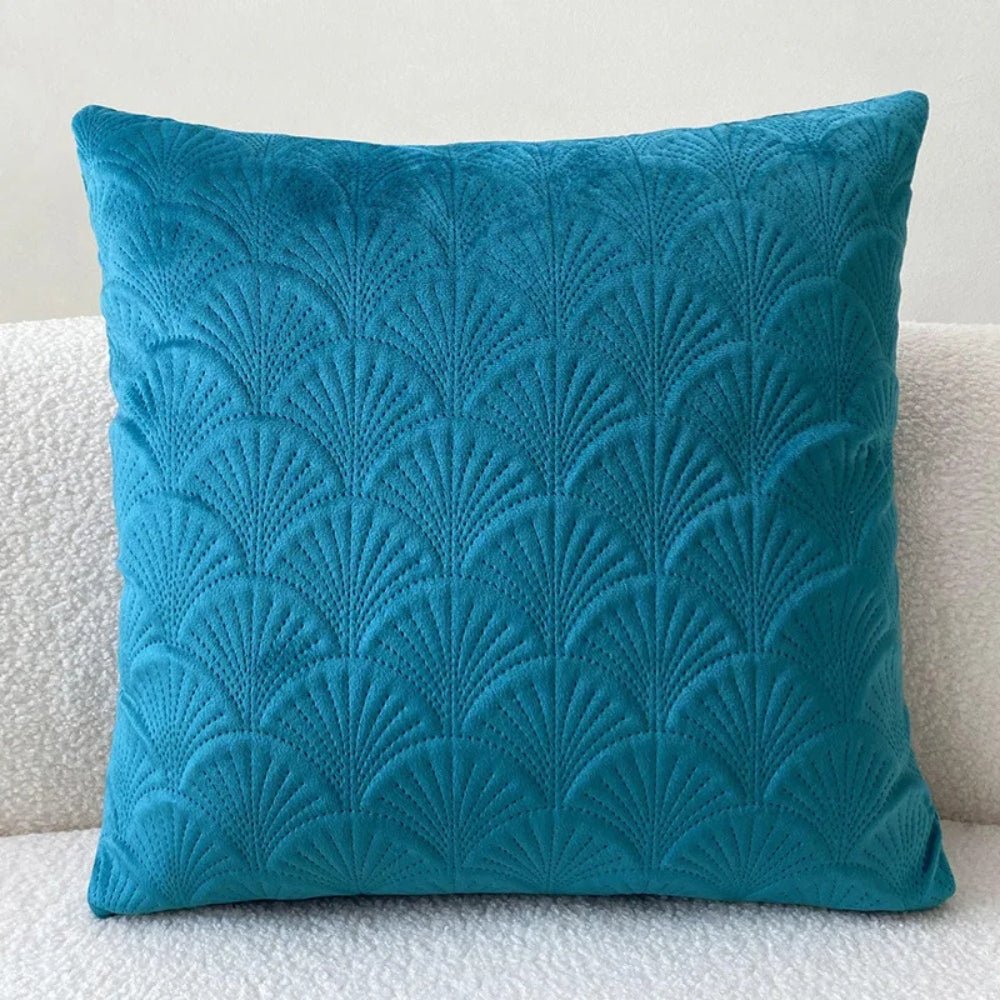 Velzora - Housse de coussin en velours côtier à motif coquillage texturé