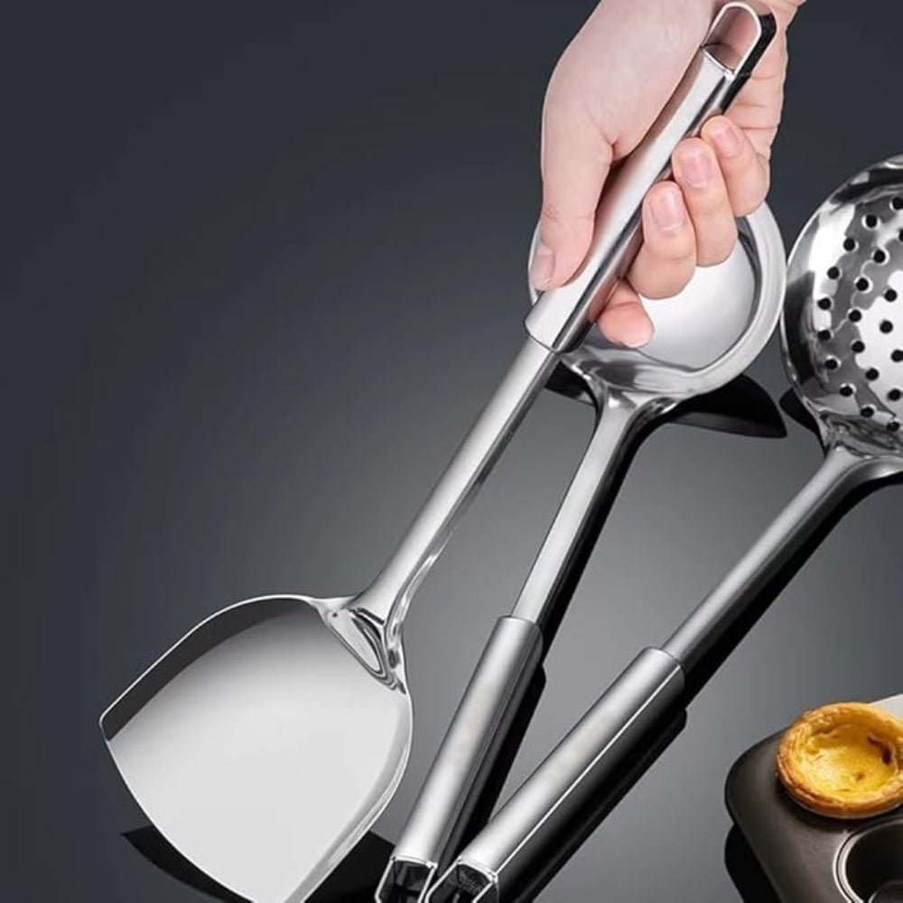 Velzora - Set d’ustensiles de cuisine en acier inoxydable, finition brossée