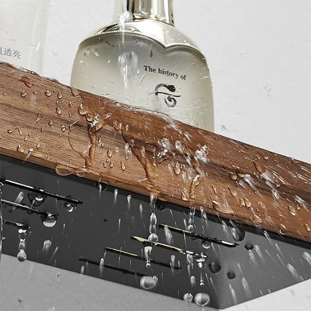 Velzora - Étagère murale de salle de bain en bois massif | Velzora