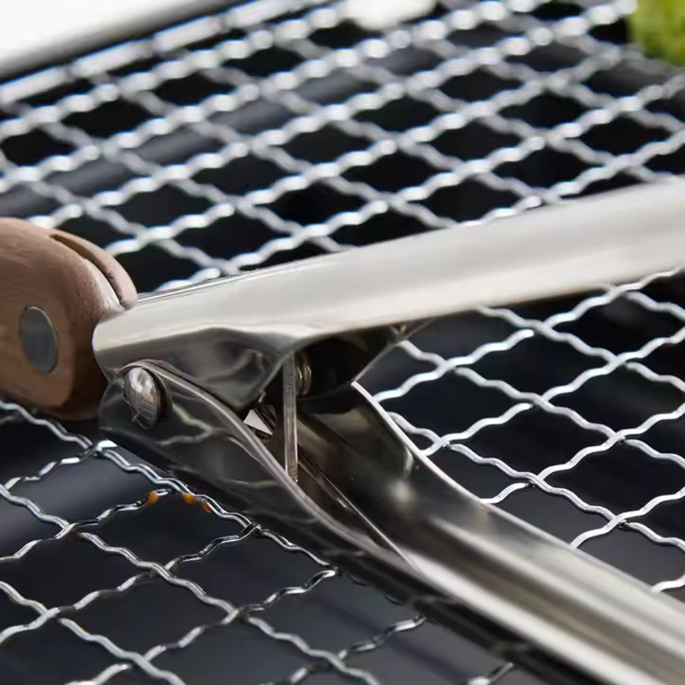 Velzora - Pinces de cuisine en acier inox et bois texturé, lot de 2 | Velzora